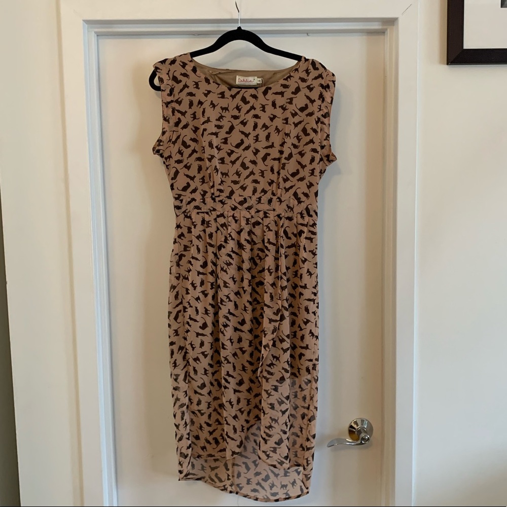 Dahlia Pink dress with black cats